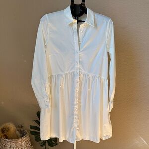 ANTONIO MELANI Cream Blouse with Light Blue Label